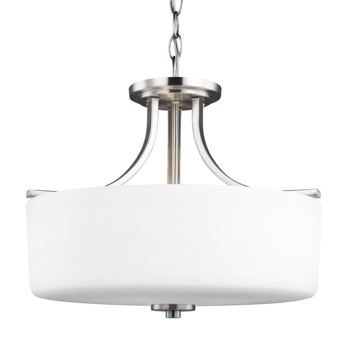 Generation Lighting 7728803-962 Three Light Semi-Flush Mount, Brushed Nickel