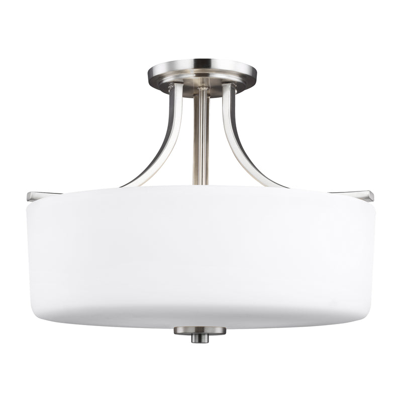 Generation Lighting 7728803-962 Three Light Semi-Flush Mount, Brushed Nickel