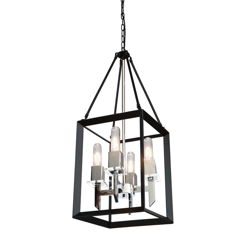 Artcraft AC10064BC Four Light Chandelier, Black & Chrome