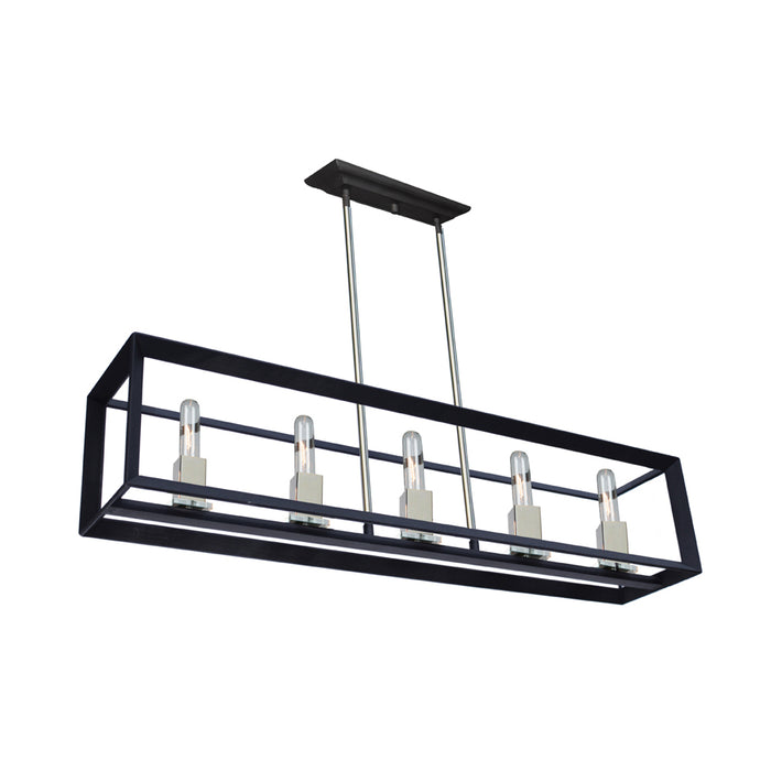 Artcraft AC10065BC Five Light Island Pendant, Black & Chrome