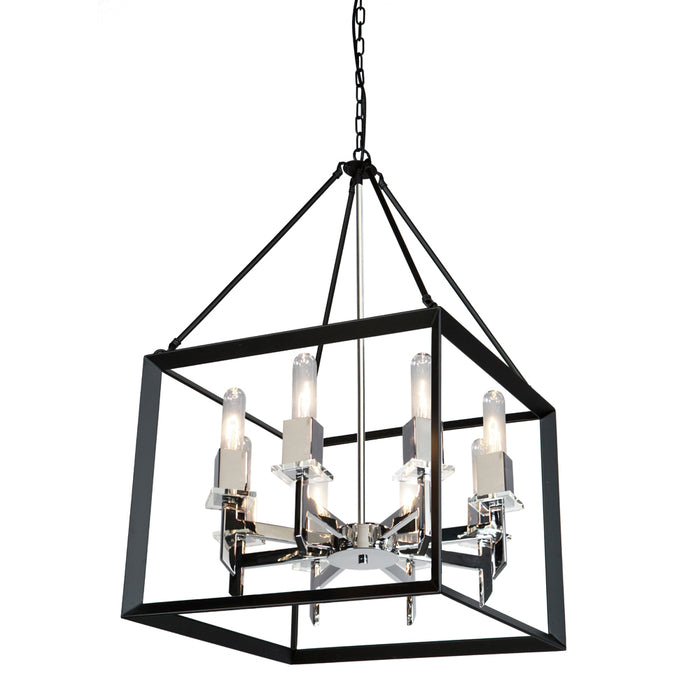 Artcraft AC10069BC Eight Light Chandelier, Black & Chrome