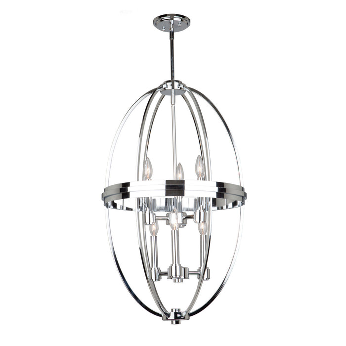 Artcraft AC10696CH Six Light Chandelier, Chrome