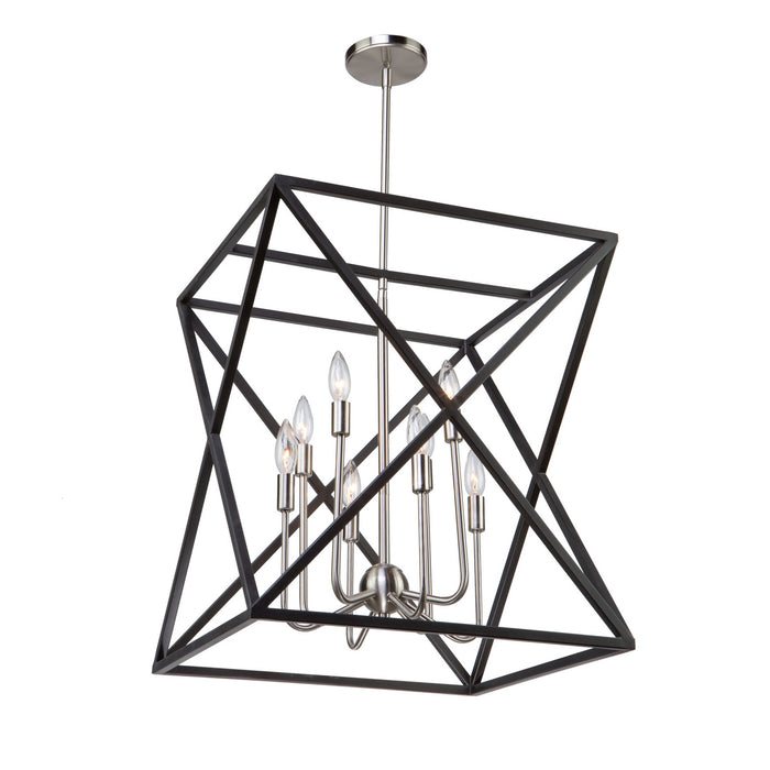 Artcraft AC11042 Eight Light Chandelier, Black & Polished Nickel