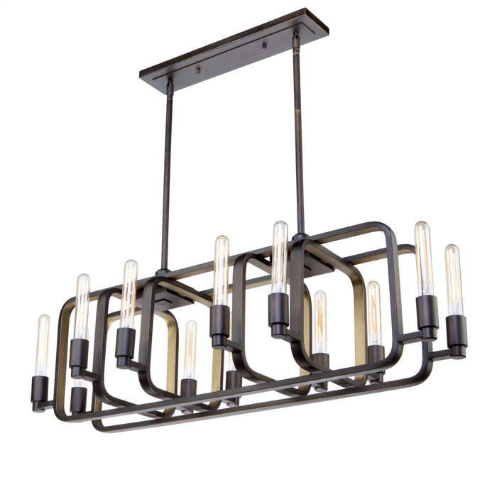 Artcraft AC11081 12 Light Island Pendant, Oil Rubbed Bronze & Gold Leaf