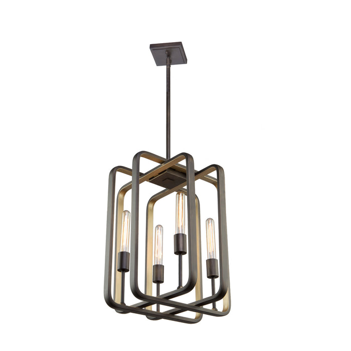 Artcraft AC11085 Four Light Pendant, Oil Rubbed Bronze & Gold Leaf