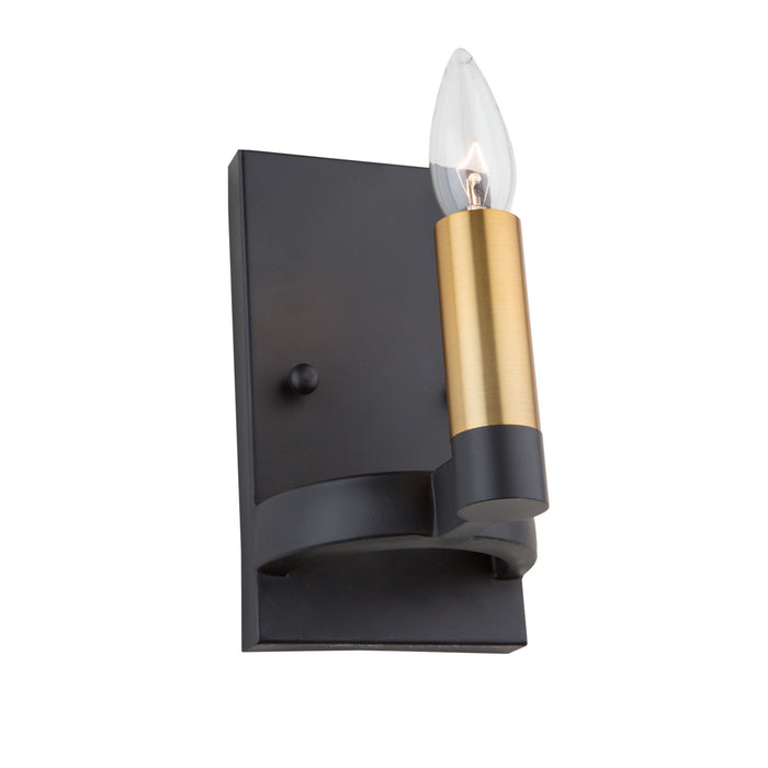 Artcraft AC11127 One Light Wall Sconce, Black & Satin Brass