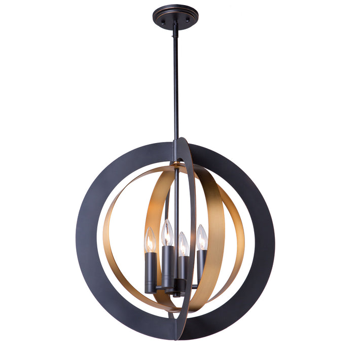 Artcraft AC11234 Four Light Chandelier, Dark Bronze & Satin Brass