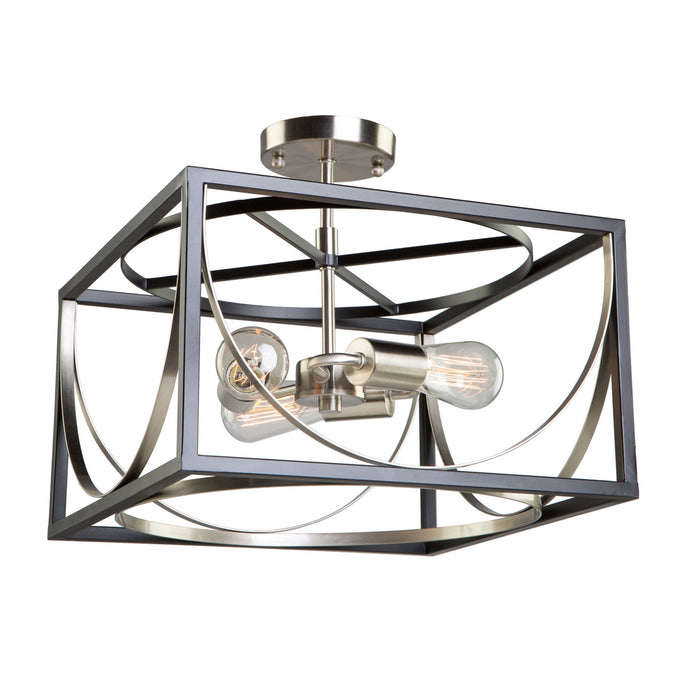 Artcraft CL15093 Three Light Semi Flush Mount, Black & Polished Nickel