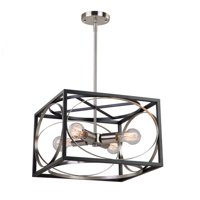 Artcraft CL15094 Four Light Chandelier, Black & Polished Nickel