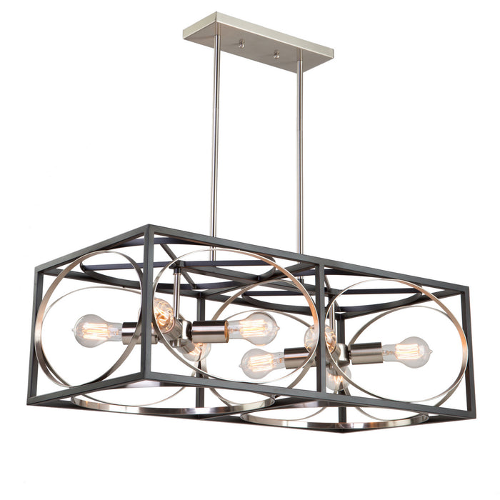 Artcraft CL15098 Eight Light Island Pendant, Black & Polished Nickel