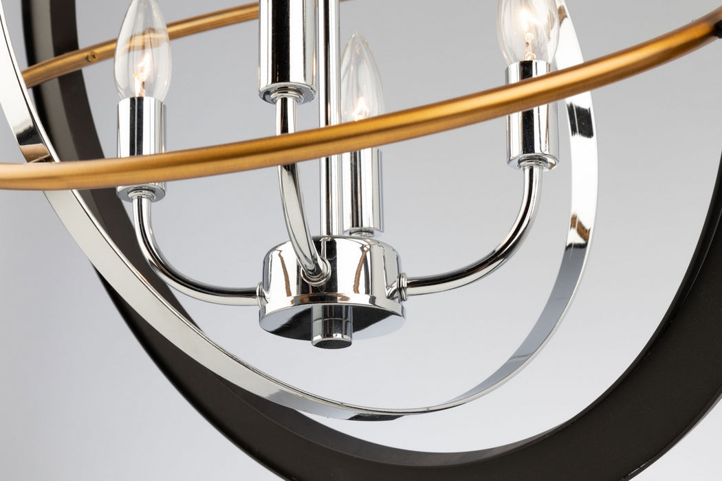 Artcraft CL15114 Four Light Chandelier, Dark Bronze, Chrome, Satin Brass
