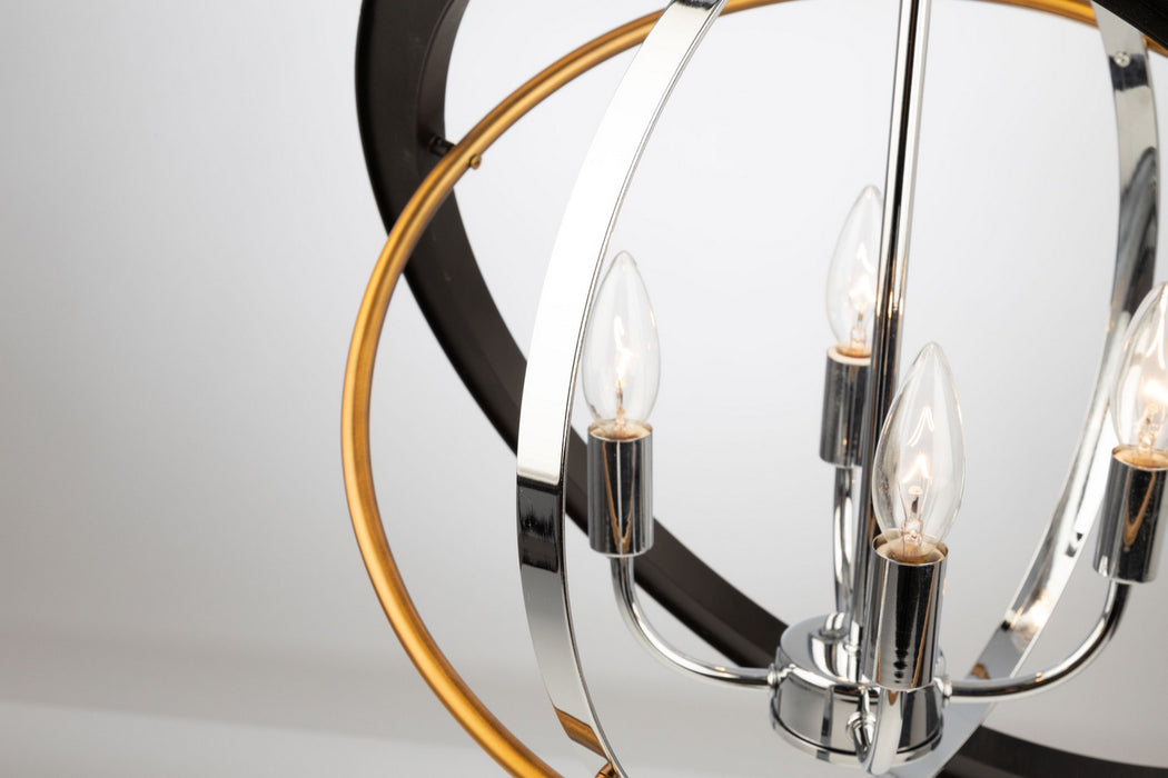 Artcraft CL15114 Four Light Chandelier, Dark Bronze, Chrome, Satin Brass