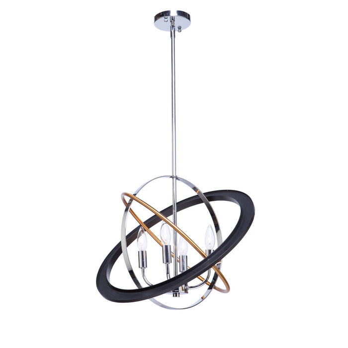 Artcraft CL15114 Four Light Chandelier, Dark Bronze, Chrome, Satin Brass