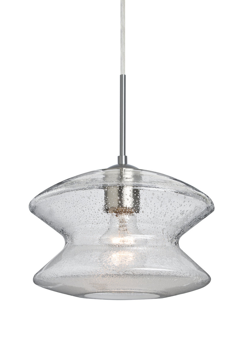 Besa 1JT-ZENCL-SN One Light Pendant, Satin Nickel