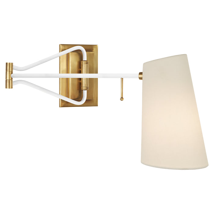 Visual Comfort Signature ARN 2650HAB/WHT-L One Light Wall Sconce, Hand-Rubbed Antique Brass and White