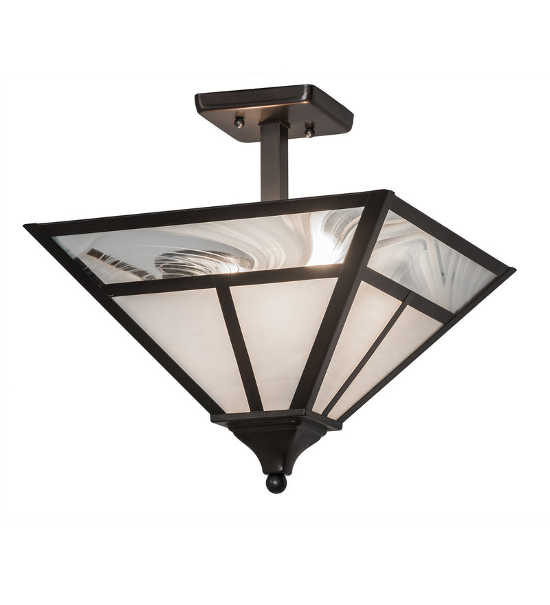 Meyda Tiffany 174105 Two Light Semi-Flushmount, Weathered Antique Brass