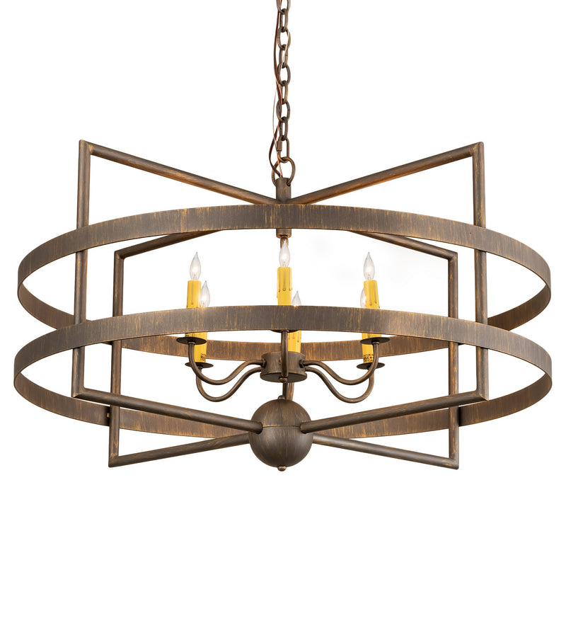 Meyda Tiffany 198833 Six Light Chandelier, Antique Brass
