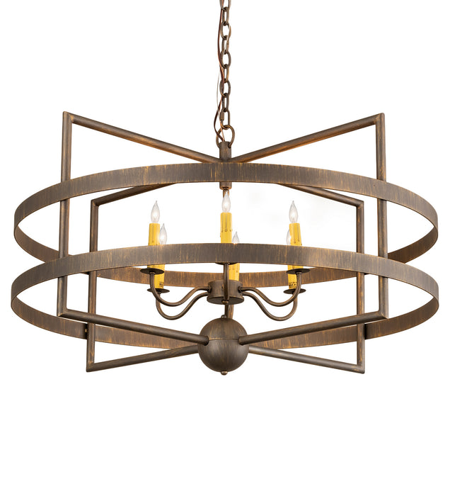 Meyda Tiffany 198833 Six Light Chandelier, Antique Brass