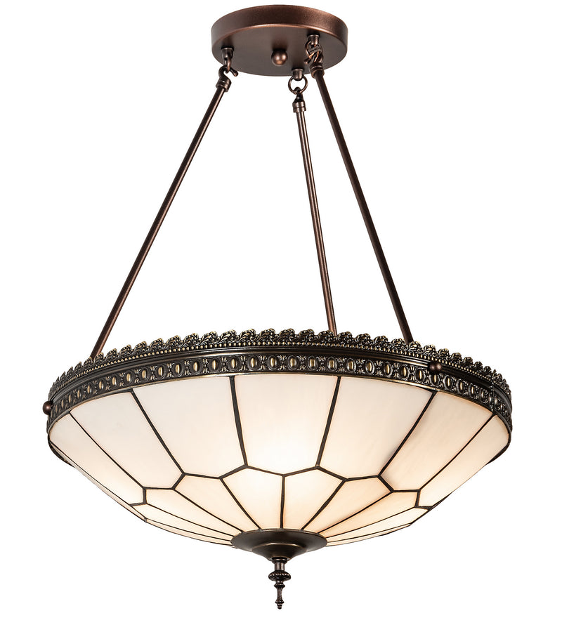 Meyda Tiffany 199823 Four Light Inverted Pendant, Mahogany Bronze & Craftsman Brown Highlighted