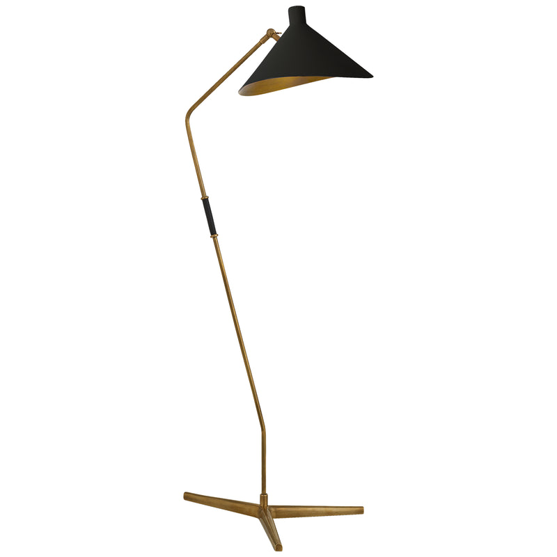 Visual Comfort Signature ARN 1013HAB-BLK One Light Floor Lamp, Hand-Rubbed Antique Brass