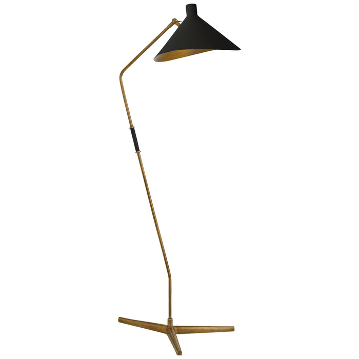 Visual Comfort Signature ARN 1013HAB-BLK One Light Floor Lamp, Hand-Rubbed Antique Brass