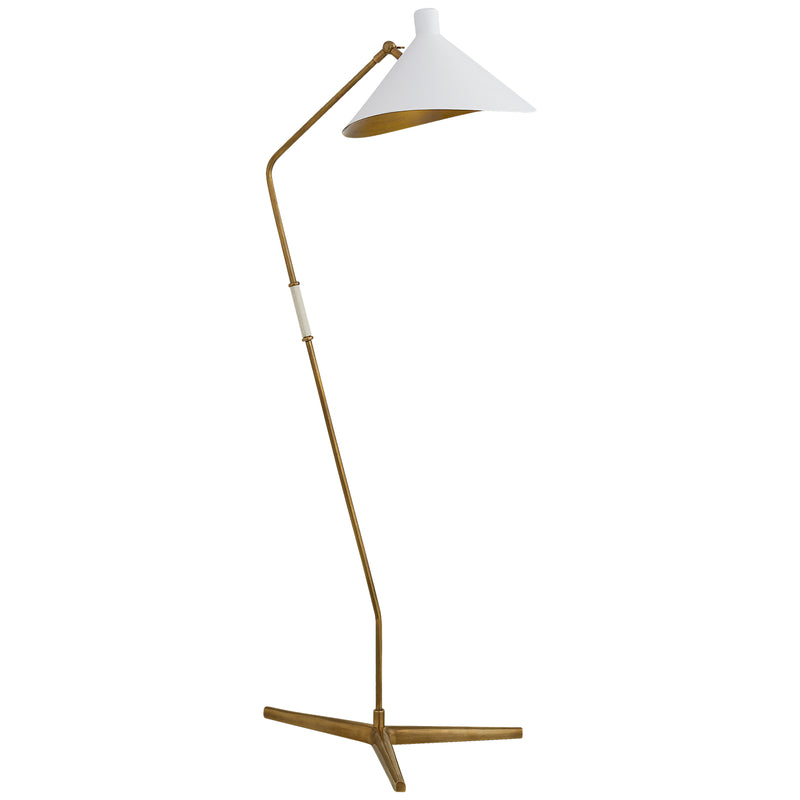 Visual Comfort Signature ARN 1013HAB-WHT One Light Floor Lamp, Hand-Rubbed Antique Brass