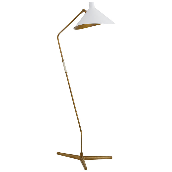 Visual Comfort Signature ARN 1013HAB-WHT One Light Floor Lamp, Hand-Rubbed Antique Brass