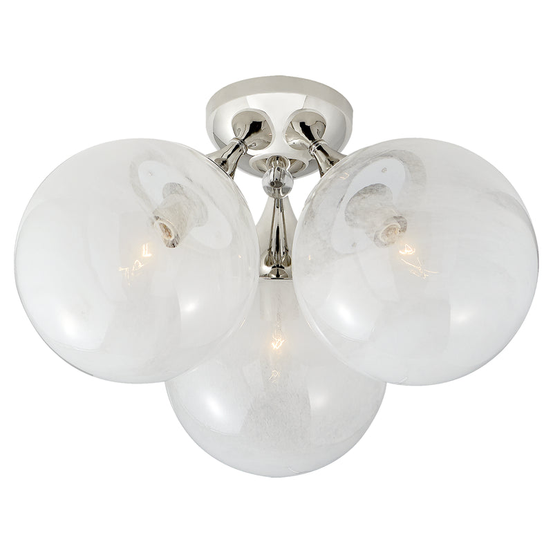 Visual Comfort Signature ARN 4401PN-WG Three Light Flush Mount, Polished Nickel