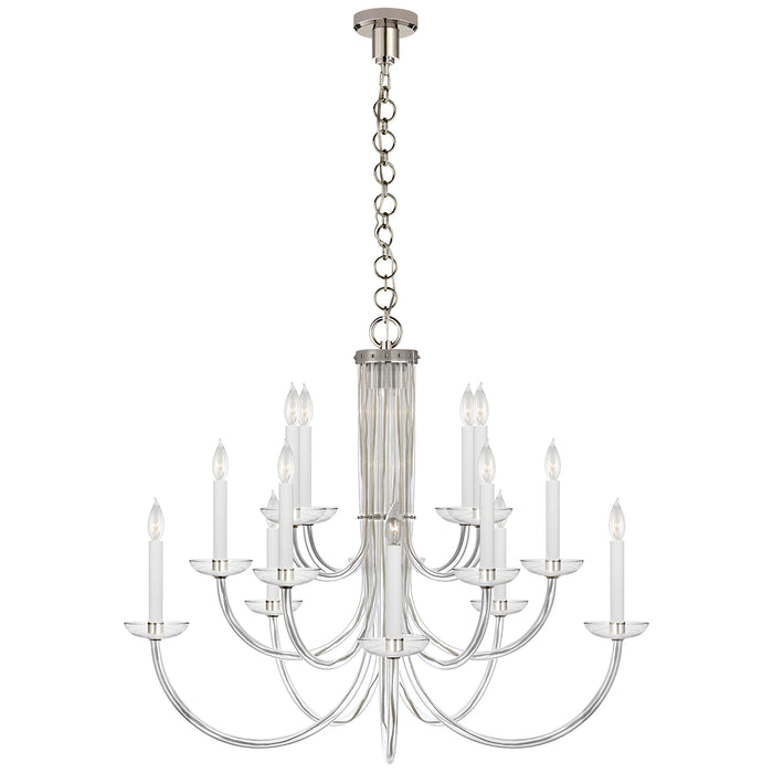 Visual Comfort Signature ARN 5116PN-CG 15 Light Chandelier, Polished Nickel