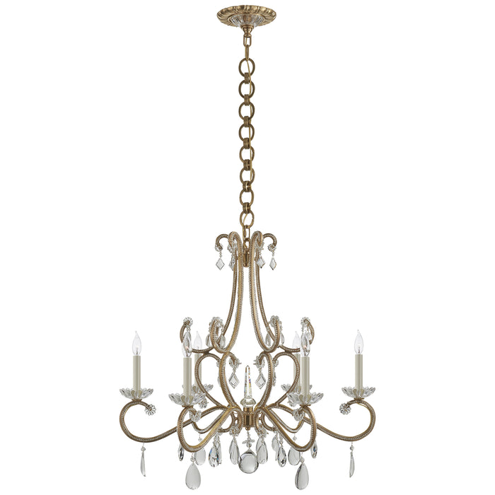 Visual Comfort Signature ARN 5129HAB-CG Six Light Chandelier, Hand-Rubbed Antique Brass