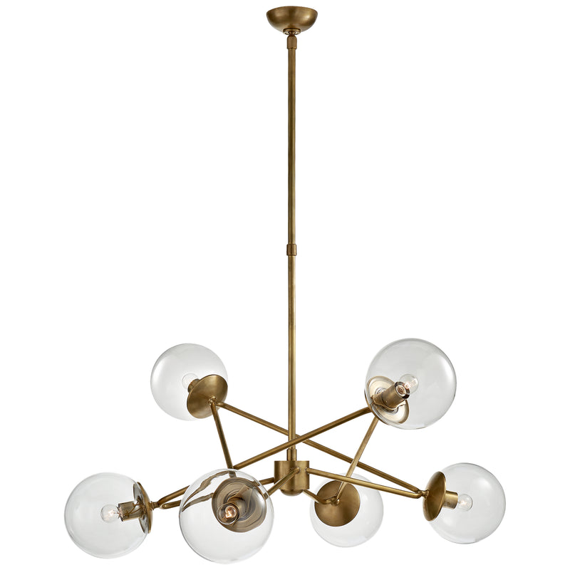 Visual Comfort Signature ARN 5262HAB-CG Six Light Chandelier, Hand-Rubbed Antique Brass