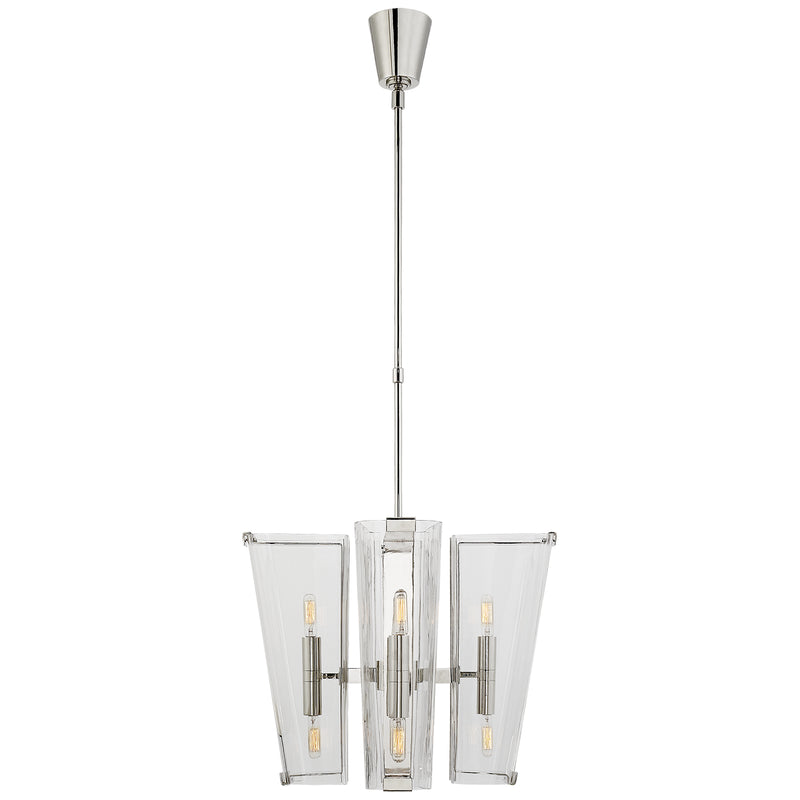 Visual Comfort Signature ARN 5308PN-CG Eight Light Chandelier, Polished Nickel
