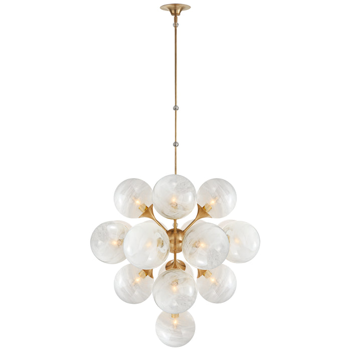 Visual Comfort Signature ARN 5402HAB-WG 17 Light Chandelier, Hand-Rubbed Antique Brass