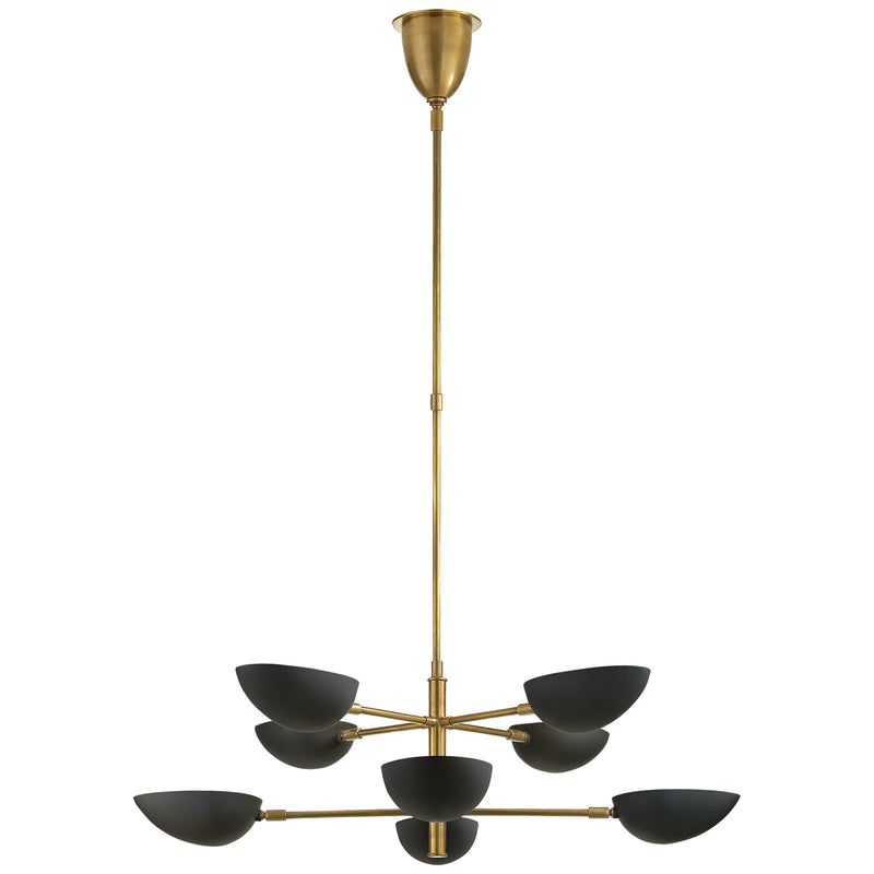 Visual Comfort Signature ARN 5501HAB-BLK Eight Light Chandelier, Hand-Rubbed Antique Brass