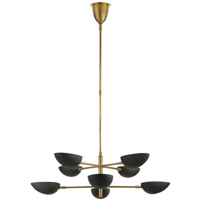 Visual Comfort Signature ARN 5501HAB-BLK Eight Light Chandelier, Hand-Rubbed Antique Brass