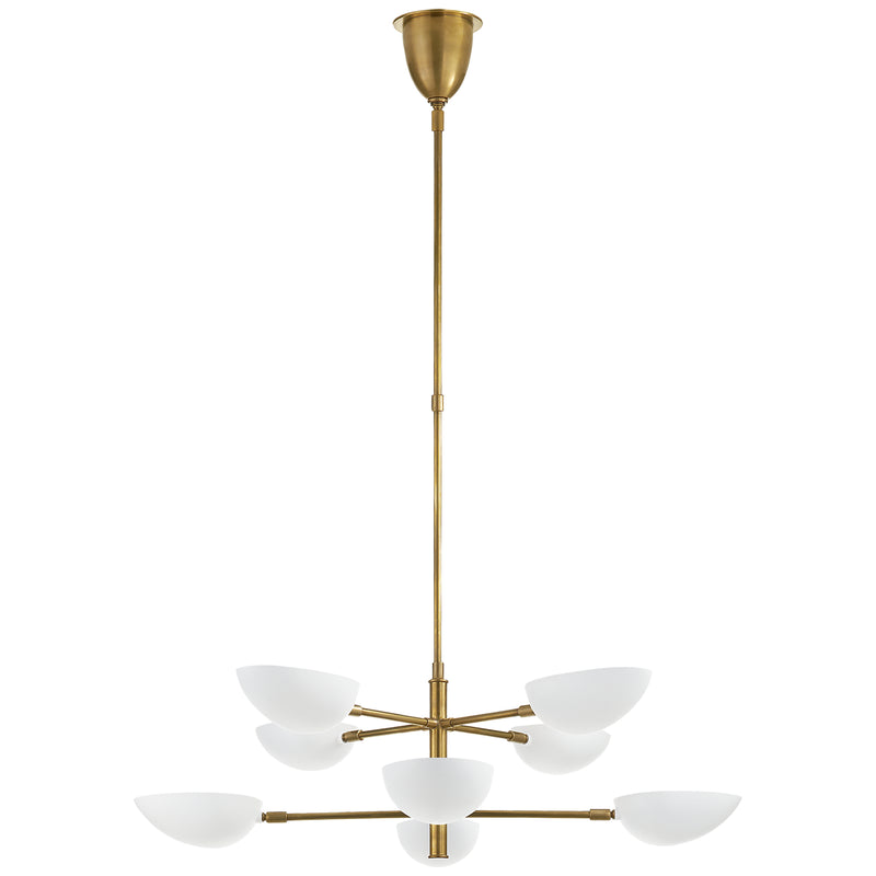 Visual Comfort Signature ARN 5501HAB-WHT Eight Light Chandelier, Hand-Rubbed Antique Brass