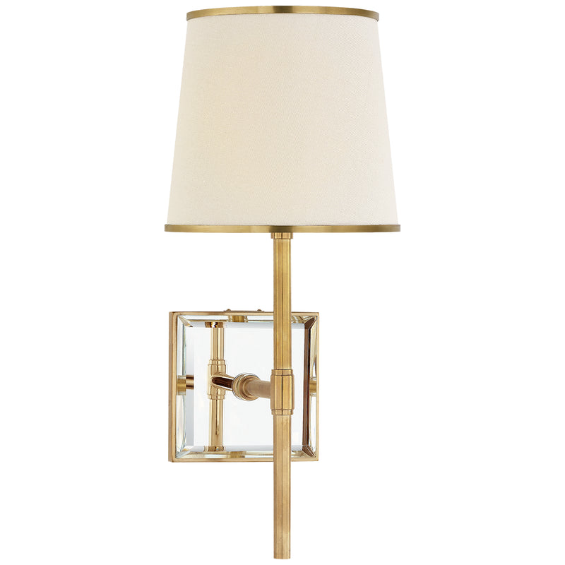 Visual Comfort Signature KS 2120SB/MIR-L/SB One Light Wall Sconce, Soft Brass and Mirror