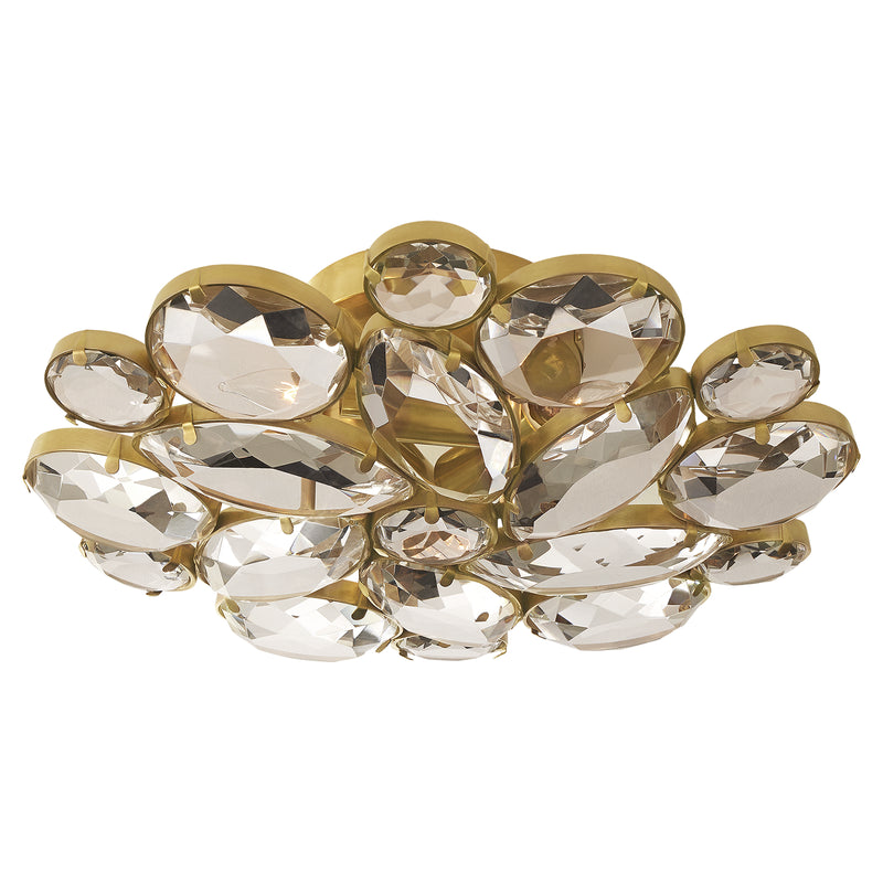 Visual Comfort Signature KS 4015SB-CG Three Light Flush Mount, Soft Brass