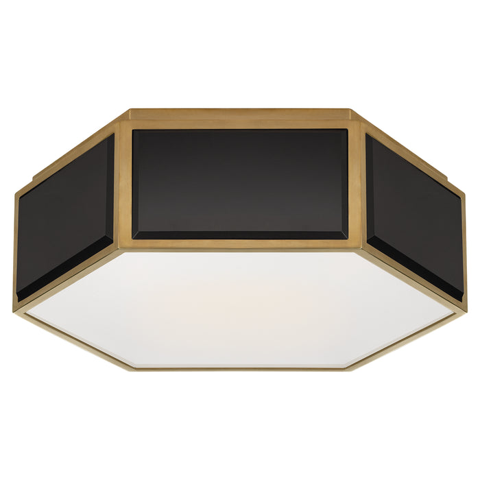 Visual Comfort Signature KS 4120BLK/SB-FG Two Light Flush Mount, Black and Soft Brass