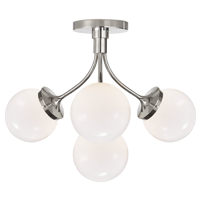 Visual Comfort Signature KS 4407PN-WG Four Light Semi Flush Mount, Polished Nickel