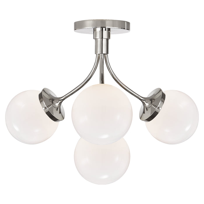 Visual Comfort Signature KS 4407PN-WG Four Light Semi Flush Mount, Polished Nickel