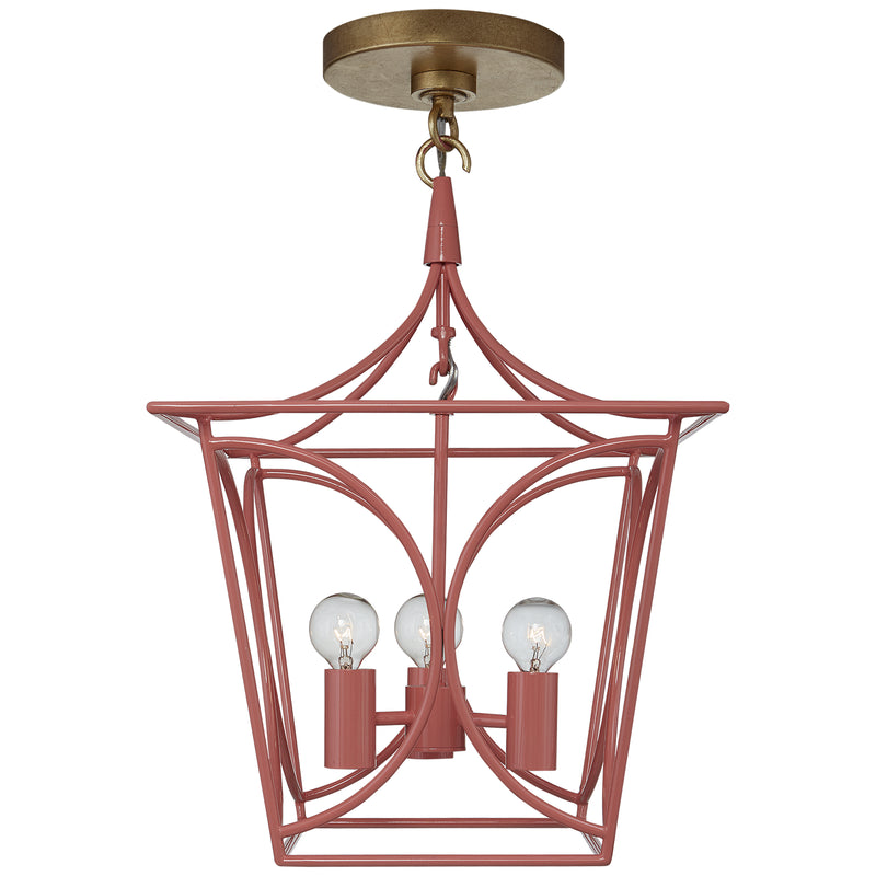 Visual Comfort Signature KS 5143CRL/G Four Light Mini Lantern, Coral and Gild