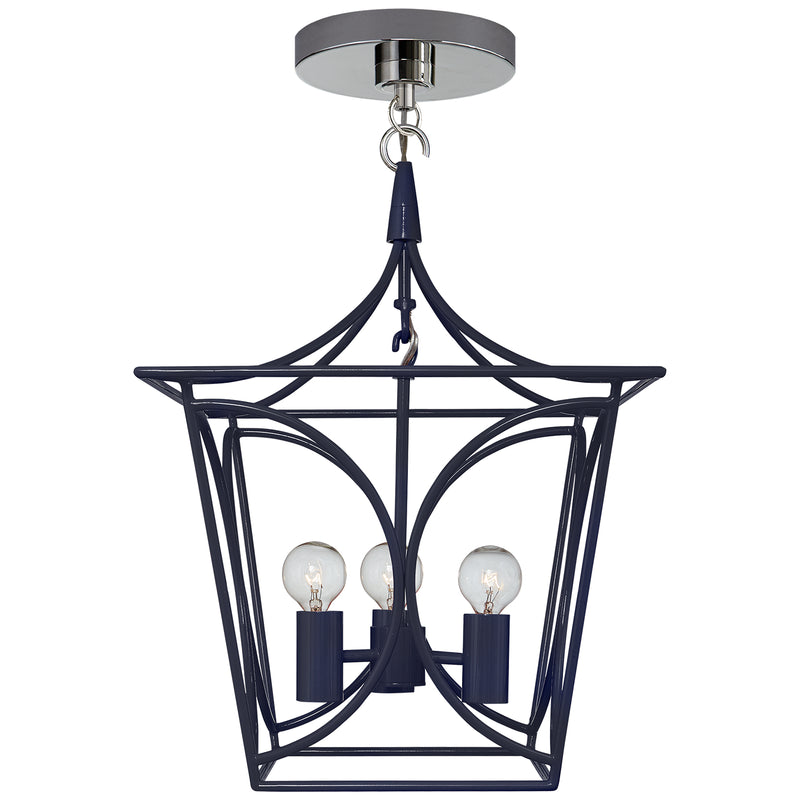 Visual Comfort Signature KS 5143NVY/PN Four Light Mini Lantern, French Navy and Polished Nickel