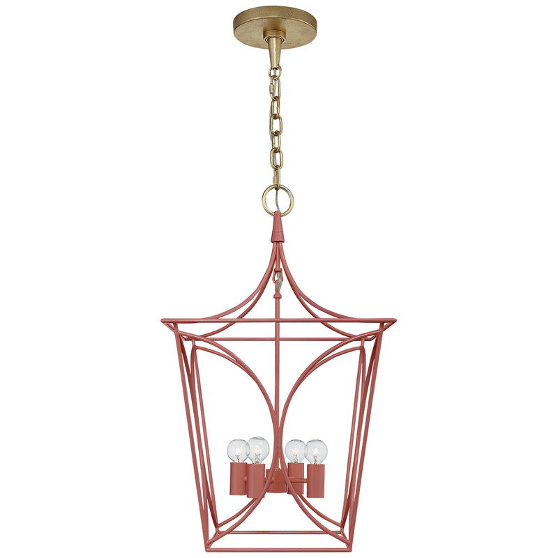 Visual Comfort Signature KS 5144CRL/G Four Light Lantern, Coral and Gild