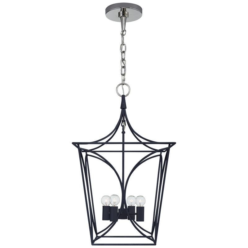 Visual Comfort Signature KS 5144NVY/PN Four Light Lantern, French Navy and Polished Nickel