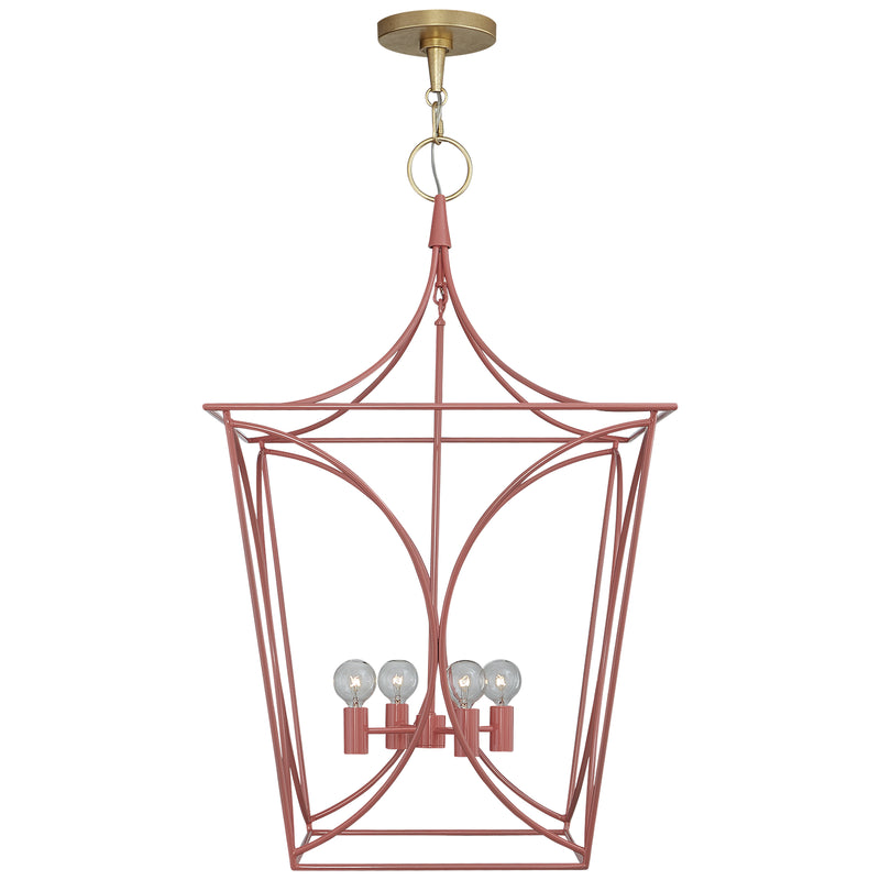 Visual Comfort Signature KS 5145CRL/G Four Light Lantern, Coral and Gild