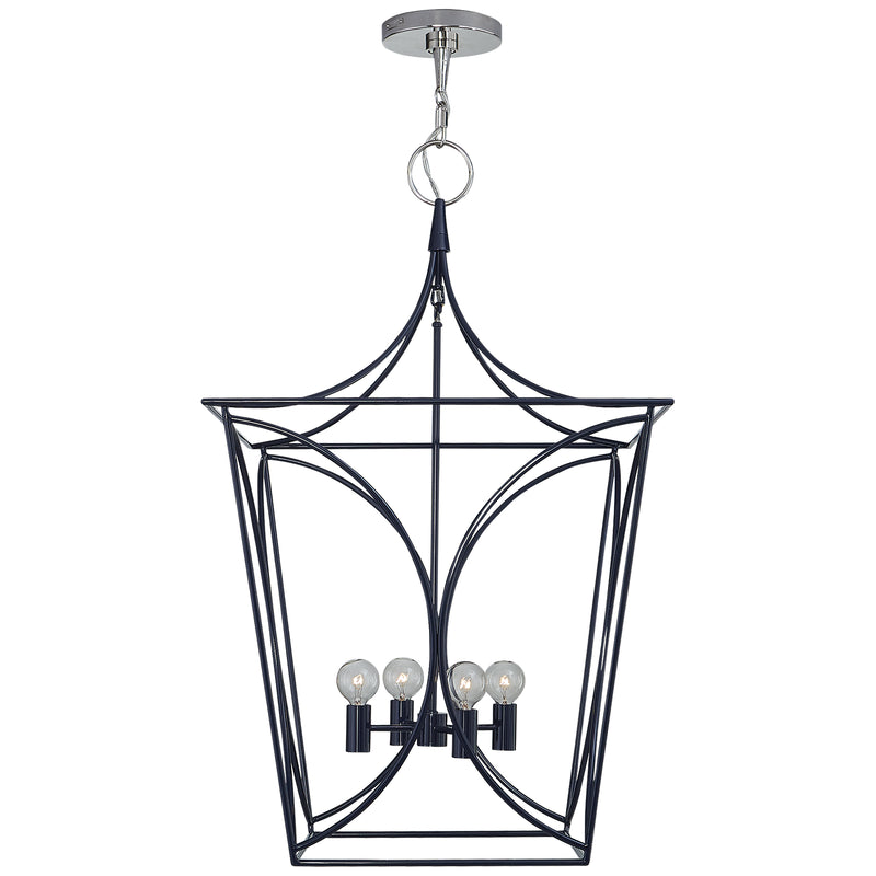 Visual Comfort Signature KS 5145NVY/PN Four Light Lantern, French Navy and Polished Nickel