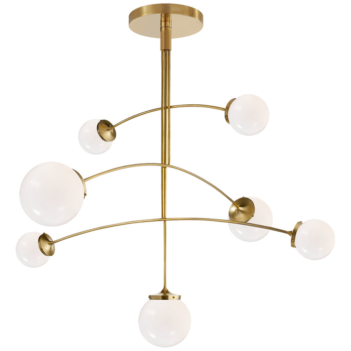 Visual Comfort Signature KS 5404SB-WG Seven Light Chandelier, Soft Brass
