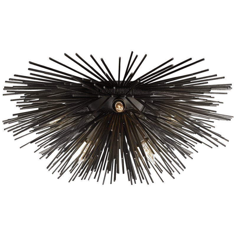 Visual Comfort Signature KW 4065AI Six Light Flush Mount, Aged Iron