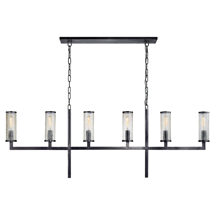 Visual Comfort Signature KW 5203BZ-CRG Six Light Linear Chandelier, Bronze
